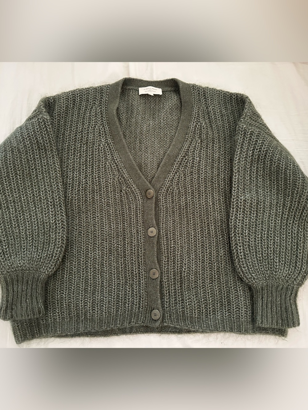 Sezane Olive Green Achille Knit Cardigan - Picture 3 of 6